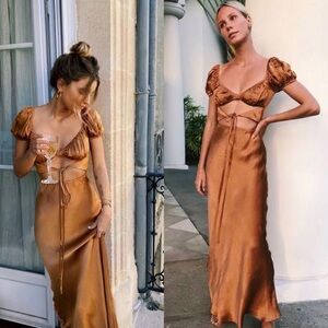 vrg grl verge girl au revoir bias cut tie cutout maxi dress